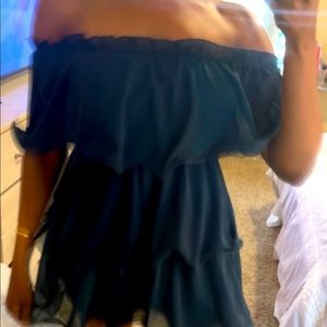 Green Ruffled Off the Shoulder Dress PrettyLittleThing